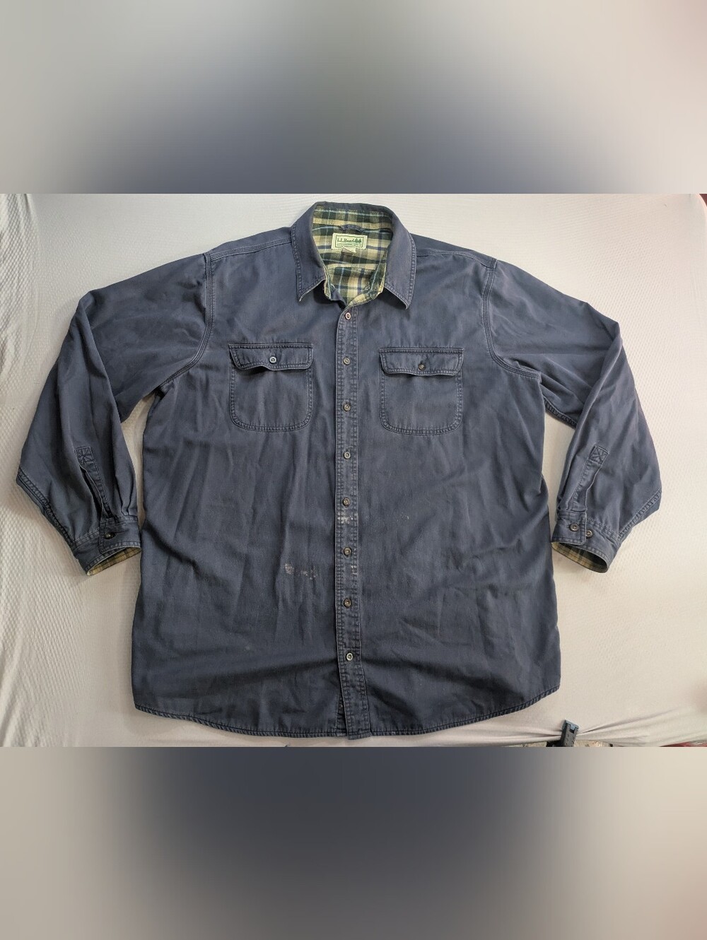 LL Bean Shacket Mens 2XLT Tall Flannel Lined Canvas Hurricane Shirt Jacket 0FKC7